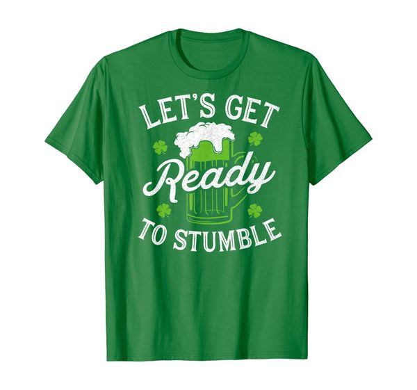 

st patrick's day drinking shirt let's get ready to stumble, White;black