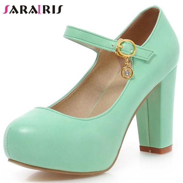 

dress shoes sarairis round toe block heel solid brand pumps women 2021 metal party ladies fashion spring, Black