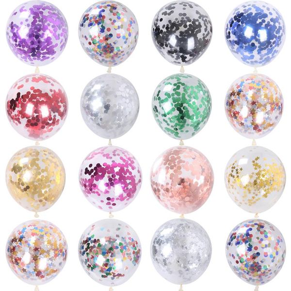 

party decoration 10pcs 12inch gold star confetti latex balloons glitter clear transparent wedding birthdy helium balls