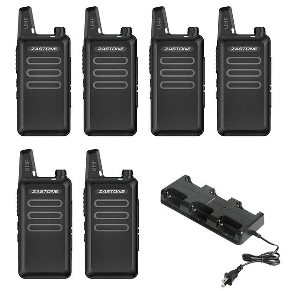

walkie talkie 6pcs zastone x6 mini 400-470 uhf portable handheld radio comunicador two-way ham