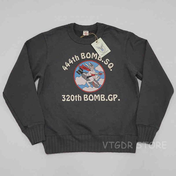 

hoodie bob dong 444th bomb.sq. cartoon patt sweatshirt men's heavyweight crewneck pullover, Black
