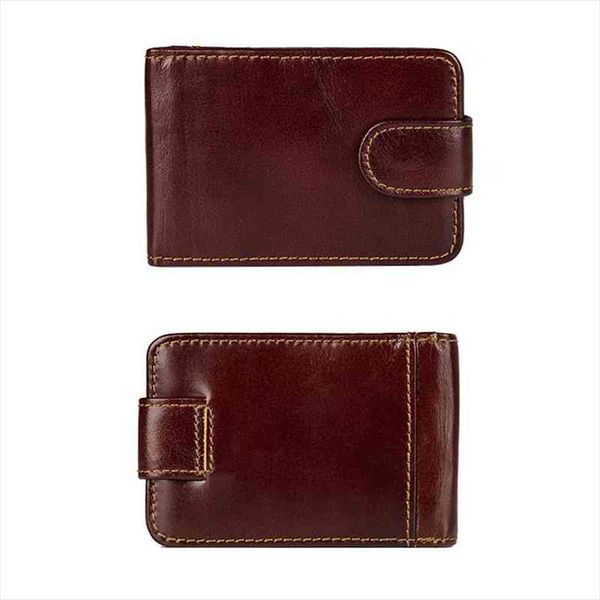 

100% genuine cow leather mini wallet coffee rfid blocking card holder id case r 8121q, Red;black