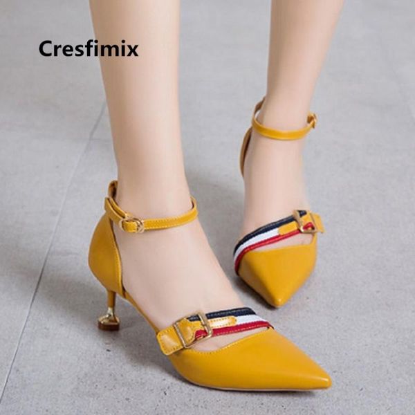 

cresfimix women cute sweet spring pu leather high heel pumps lady casual comfortable shoes femmes hauts talons a5010 dress, Black