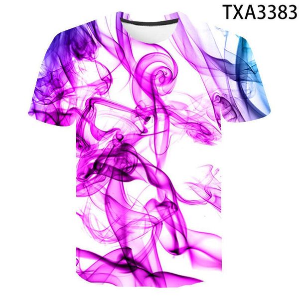 

men's t-shirts 2021 summer smoke 3d t shirt boy girl kids fashion streetwear men women children printed cool tee, White;black