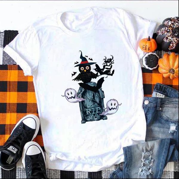 

harajuku aesthetics white fashion casual womens t shirt halloween print short sleeve camiseta mujer