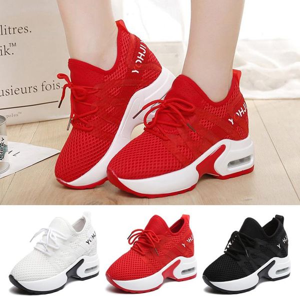

round head mesh small white shoes with thick bottom casual sports dress, Black