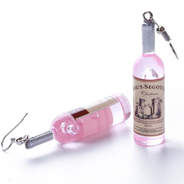 

women's earrings wine bottle earring pendant dangle clear glass cocktail red for women jewelry & chandelier, Silver
