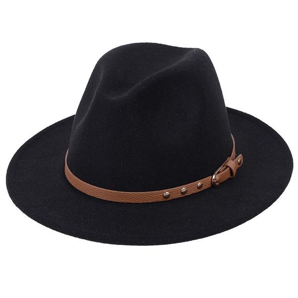 

wide brim hats autumn winter fashion 2021 vintage hat couples women's cap for men fedoras black jazz european american, Blue;gray