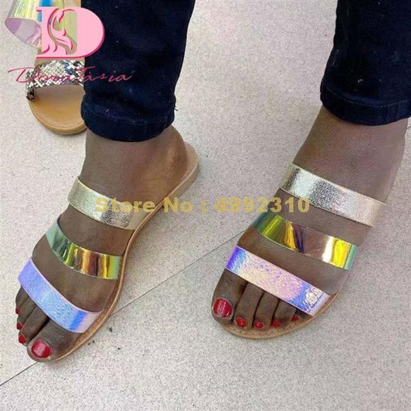 

slippers women slides low heels peep toe mixed colors flats summer outside, Black
