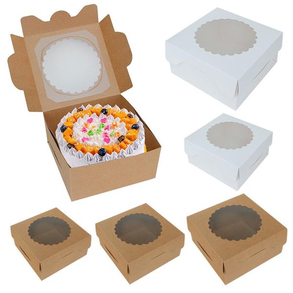

gift wrap 1/5pcs dessert boxes cake package with window pastry and packaging west point box 6/8/10 inch