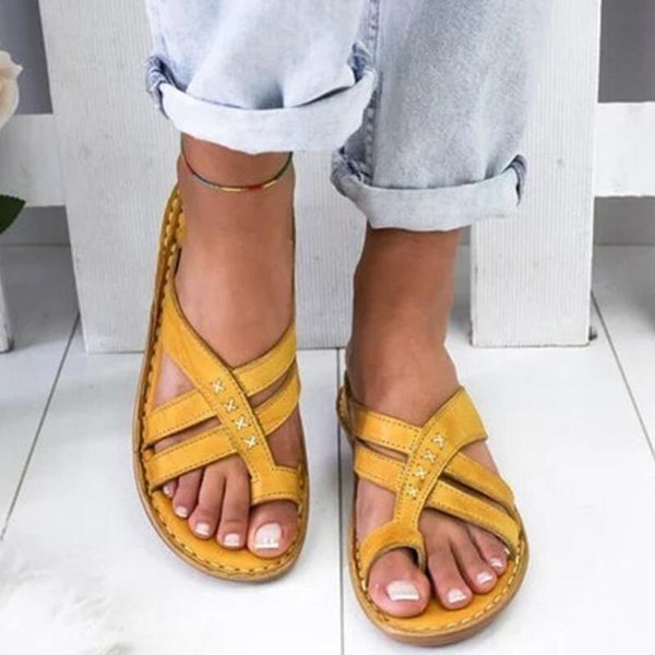 

slippers women casual sandals leather shoes woman comfort retro buckle-strap flats suit for beach plataformas mujer sandalias, Black
