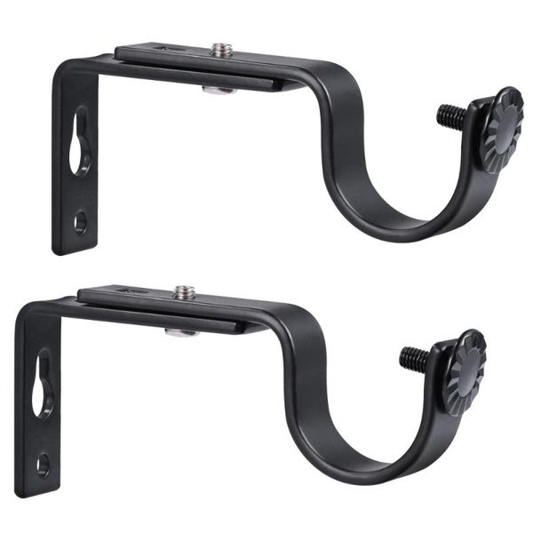 

adjustable curtain rod bracket with screws wall-mounted pole drapery for 15-22mm (black) other home decor