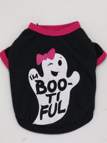 

dog apparel black clothes print ghost t-shirt for dogs spring summer breathable soft puppy clothing small two-legged cute girl ropa para