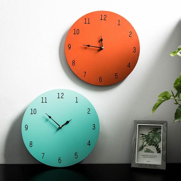 

nordic creative interior wall clock decoration bedroom living room simple modern wooden pendant clocks