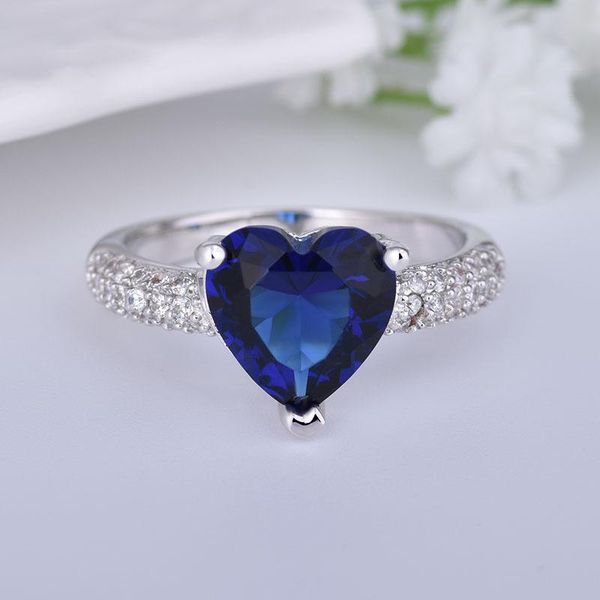 

cluster rings buyee 925 sterling silver wedding ring women luxury elegant blue crytal sweet finger for fashion big jewelry, Golden;silver