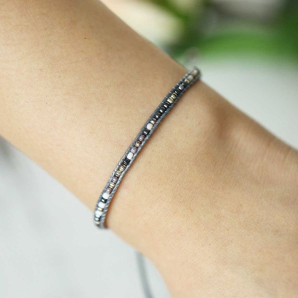 

f25622 handmade beaded bracelet creative simple black beaded bracelet, Silver