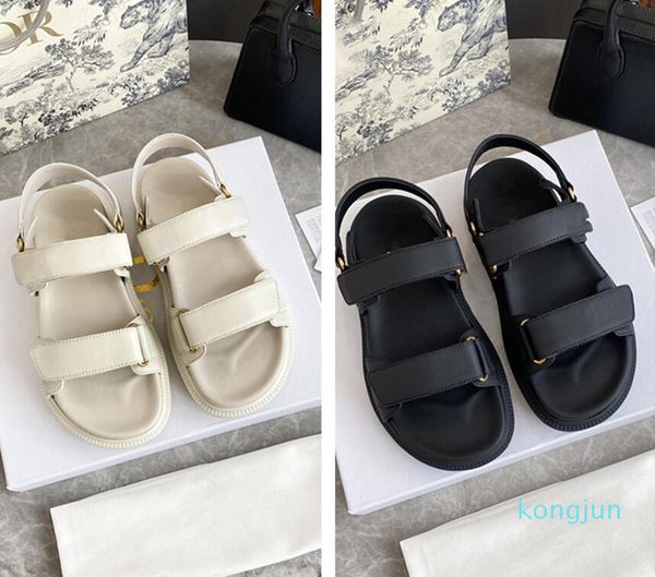 

designer- women velcro sandals fashion ladies flats beach slippers woman summer casual slides, Black