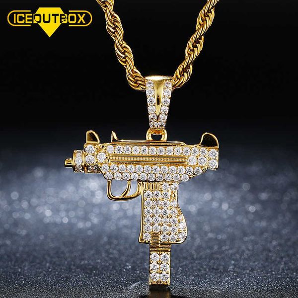 

cool gothic hip hop uzi kolye gun shape pendant necklace gold black silver color army style male chain men necklaces jewelry x0707