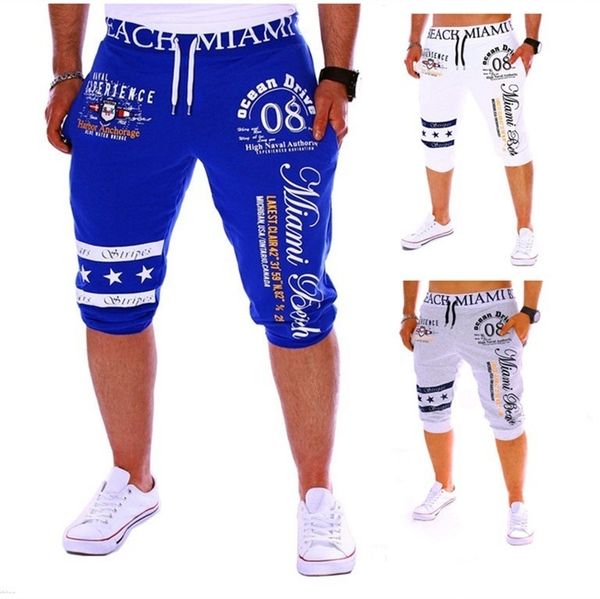 

men's pants summer casual sports fashion digital printing design capris shorts cotton comfort, Black
