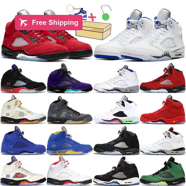 

5.5-13 2021 5s mens basketball shoes black grape blue suede fire red flight alternate michigan bel suit men trainers sneaker 5 sports shoe s