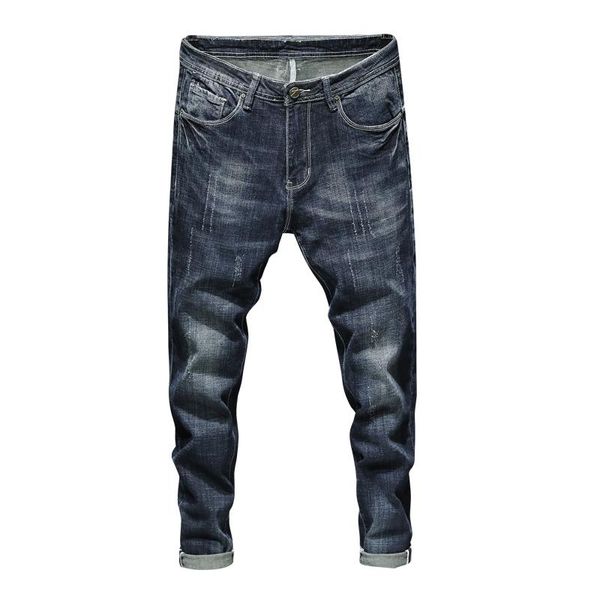 

men's jeans dark blue men stretch slim fit spring and autumn denim pants casual fashion clothes man brand 2021,936