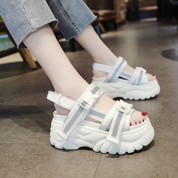 

sandals woman weave bring toe hasp high-heeled sponge cake, Black