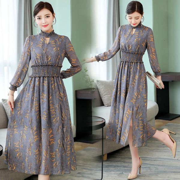 

chiffon casual dresses french dress in spring, Black;gray