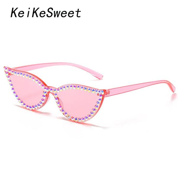 

sunglasses keikesweet fashion transparent luxury crystal women rhinestone shades rays sun glasses diamond vintage eyewear, White;black