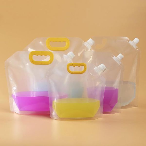 

storage bags 10pcs doypack transparent stand up beverage plastic package spout pouch with handle 1500 2500ml 5l