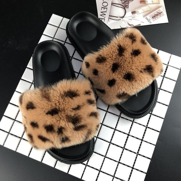 

slippers 2021 spring and summer rex fur fashion soft dragging female furry shoes girl, Black