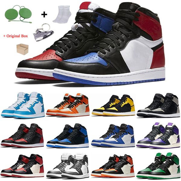 

fashion jumpman high 1 1s mens womens basketball shoes obsidian midnight navy hyper royal dark mocha shadow seafoam red black toe trainers s