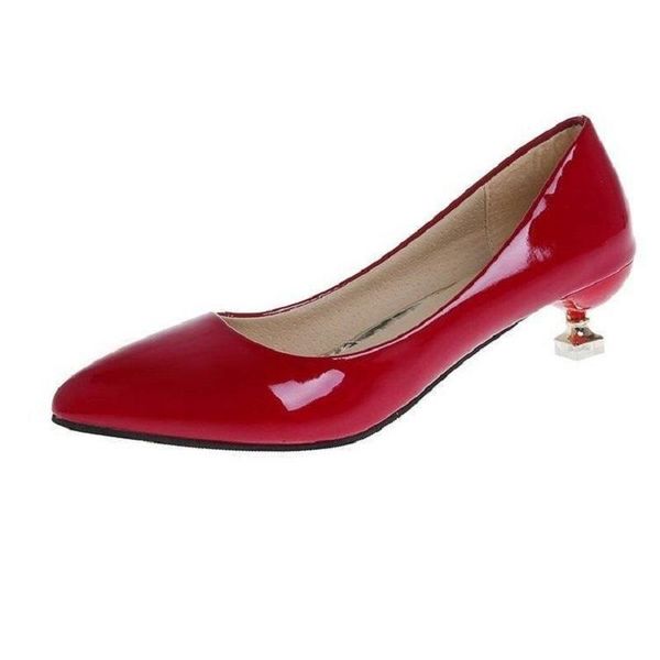 

dress shoes cresfimix lady classic red pu leather 3cm heel casual stiletto heels for office zapatos dama c6685, Black