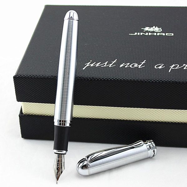 

jinhao x750 silver stainless steel fountain pen medium 18kgp nib school office name ink pens gift stationery