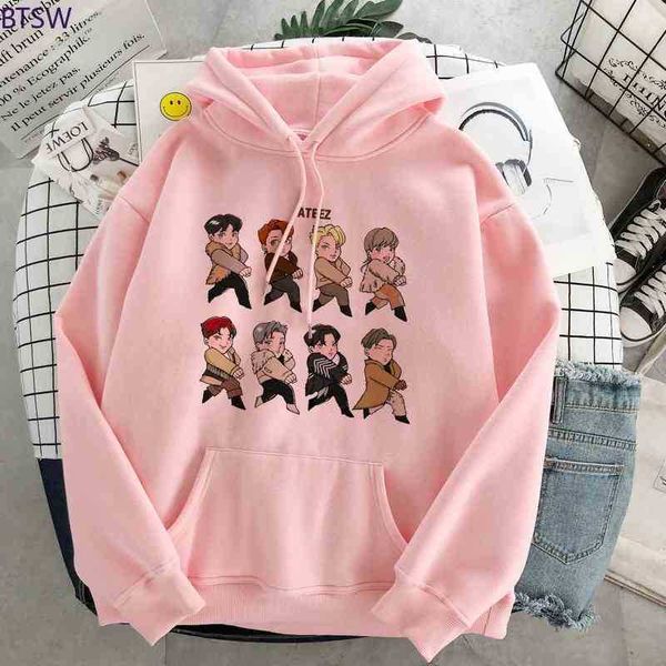 

harajuku kpop star hoodies pullover women friends sweatshirt korean style ladies sport hoodie fashion casual loose streetwear, Black