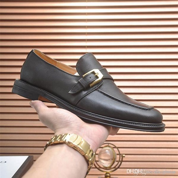 

40 model fashion mens dress shoes with class embossed cow leather upper buckle decoration formal business male wedding driving shoes siz, Black