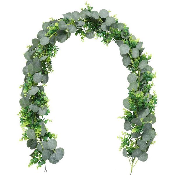 

decorative flowers & wreaths artificial eucalyptus garland faux silk leaves handmade greenery wedding backdrop arch wall decoration