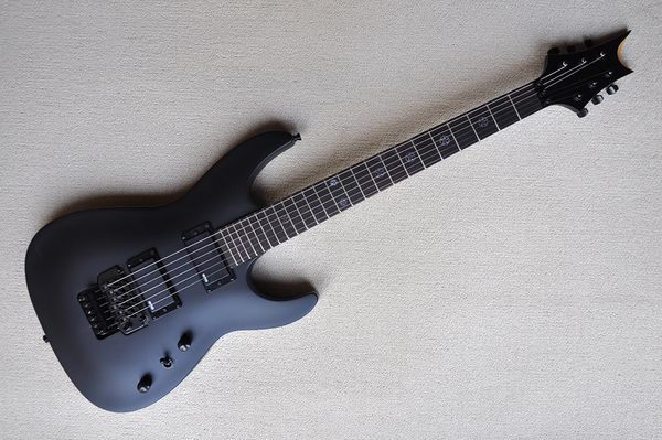 

factory custom matte black electric guitar with double rock bridge,black hardware,different fret inlay,rosewood fretboard,offer customized