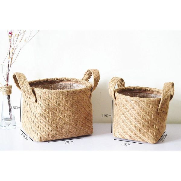 

jute woven storage basket rope pot dirty clothes laundry large capacity portable design convenient household baskets