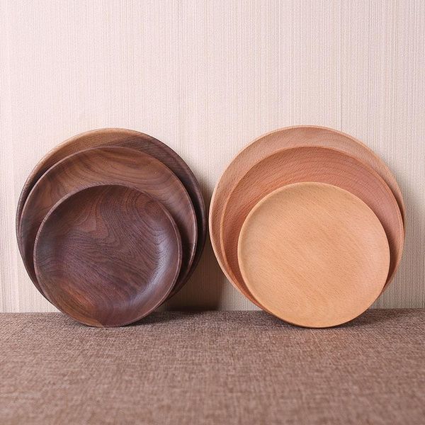 

dishes & plates wooden tray black walnut round solid dried fruit