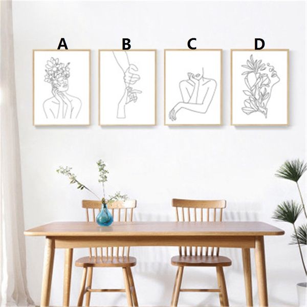 

unframed nordic abstract line flower figure decorative painting home art poster
