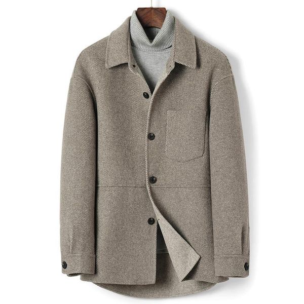 

men's wool & blends mens coat men clothing coats for 2021autumn and winter reversible cashmere, Black