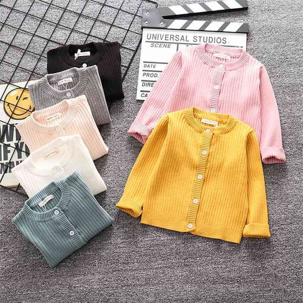

1-7yrs spring baby boys girls pure color cardigan coat children clothing autumn boy girl long sleeve knitted kids 210521, Blue