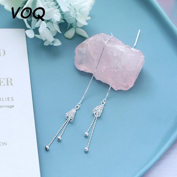 

dangle & chandelier voq 925 sterling silver delicate hollow wind chimes ear line long tassel chain earrings for wome