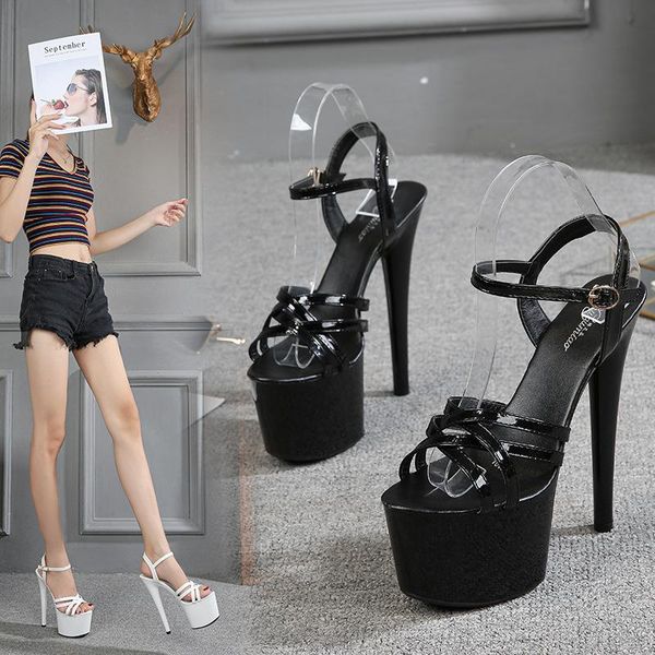 

sandals big size high heel thin nightclub shoes platform sky, Black