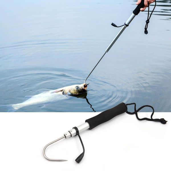 

stainless steel flexible fishing gaff grip holder hook shape spear crank sea gripper control tackle tool hooks