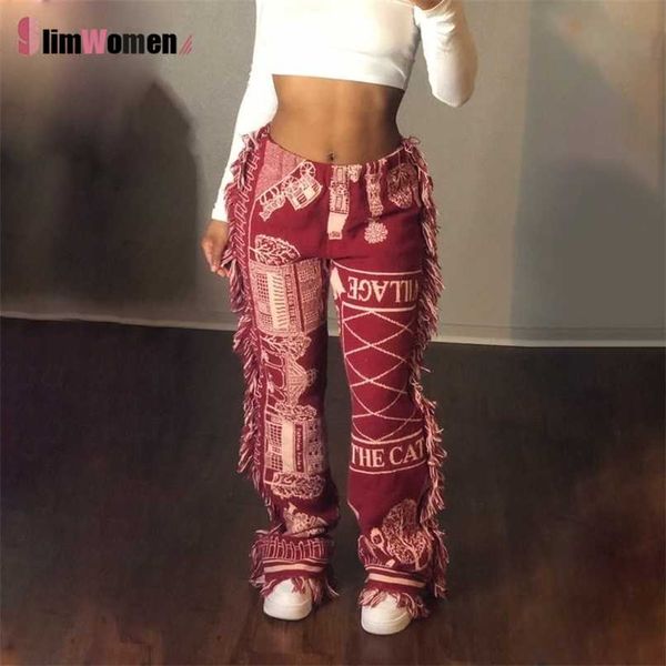 

vintage side tassels patchwork striped print jogger pant women rave festival clothing casual streetwear bodycon sweat pants 211112, Black;white