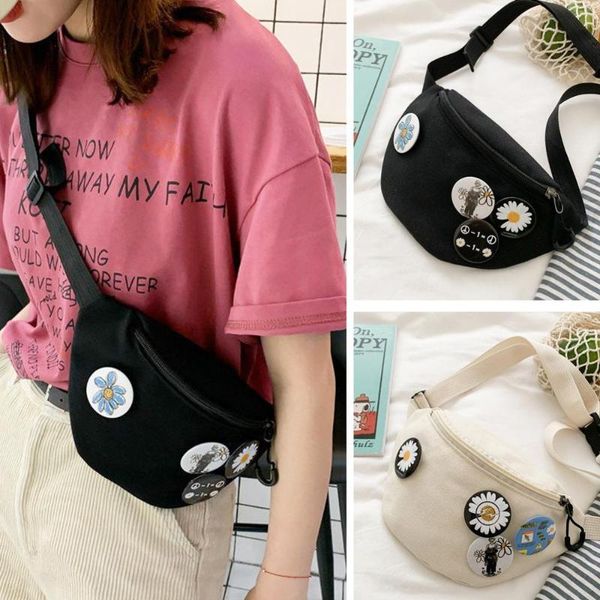 

fashion handbag casual women mini cloth bucket pouch daisy small cotton waist bag girls contrast canvas shoulder bag