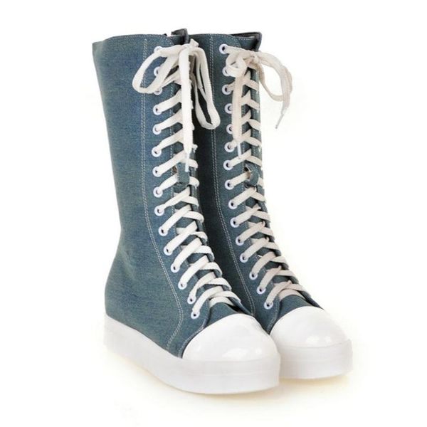 

boots creepers women canvas lace up med heel ankle winter wedges oxfords platform party punk pumps shoes round toe tennis, Black