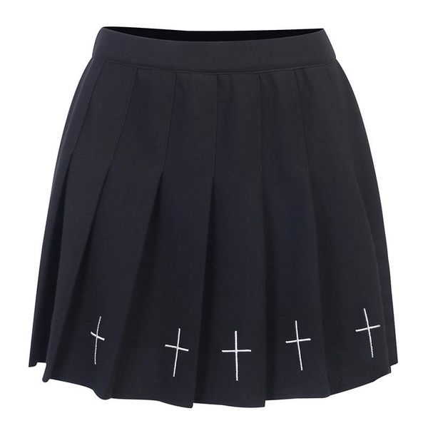 

skirts women high waist mini gothic streetwear cross print pleated black white casual college lolita harajuku skirt