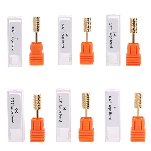 

set carbide nail drills bits golden coated for acrylic gel remove salon tool art equipment, Silver